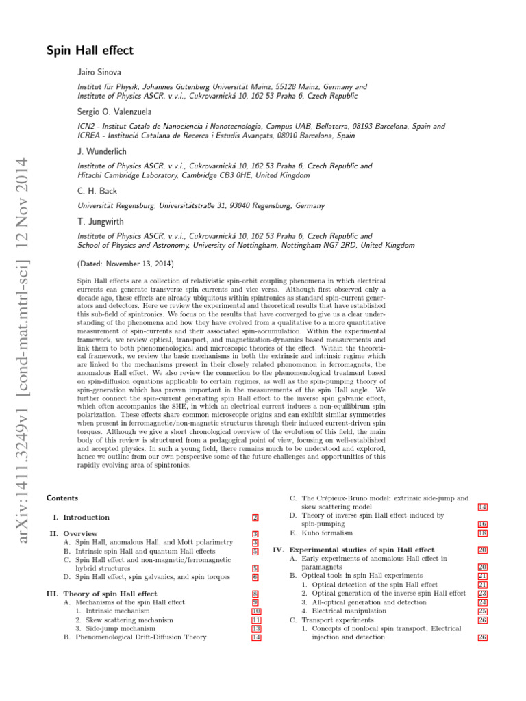 Spin Hall Effect in Spintronics | PDF | Magnetism | Spin (Physics)