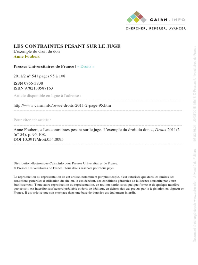 Contraintes sur le juge en droit du don | PDF | Juge | Théorie