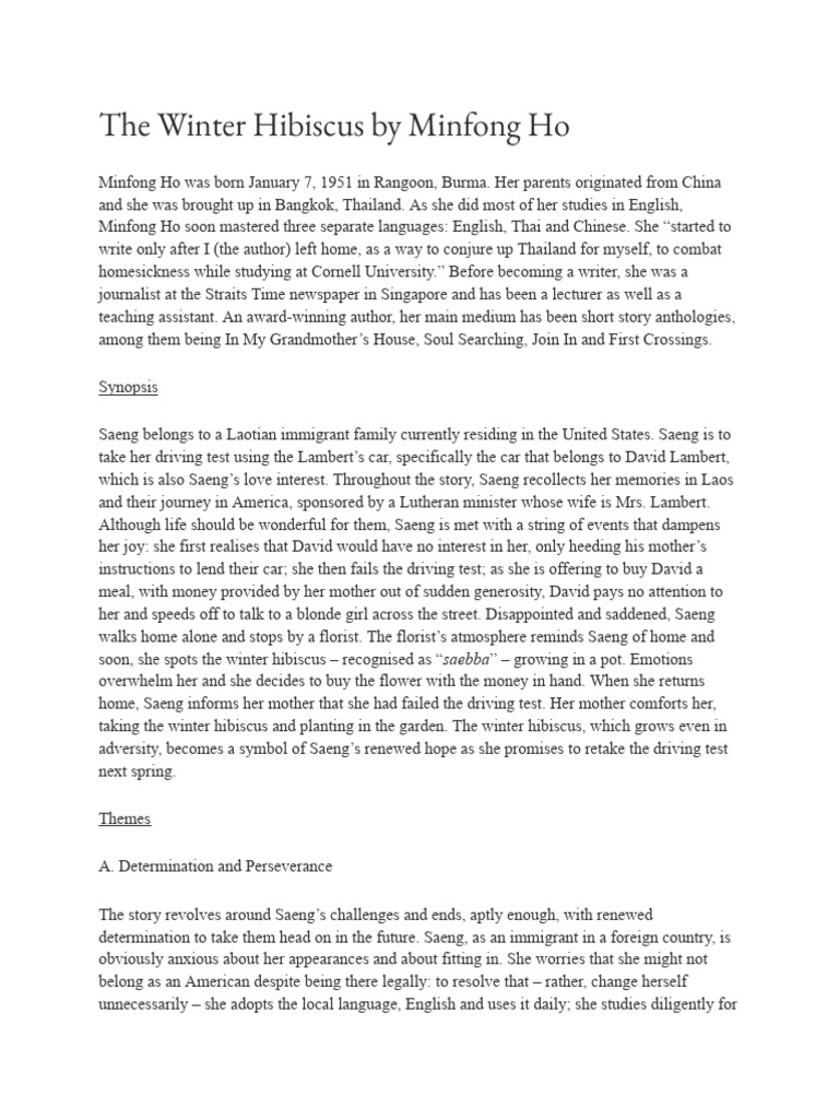 The Winter Hibiscus by Minfong Ho PDF
