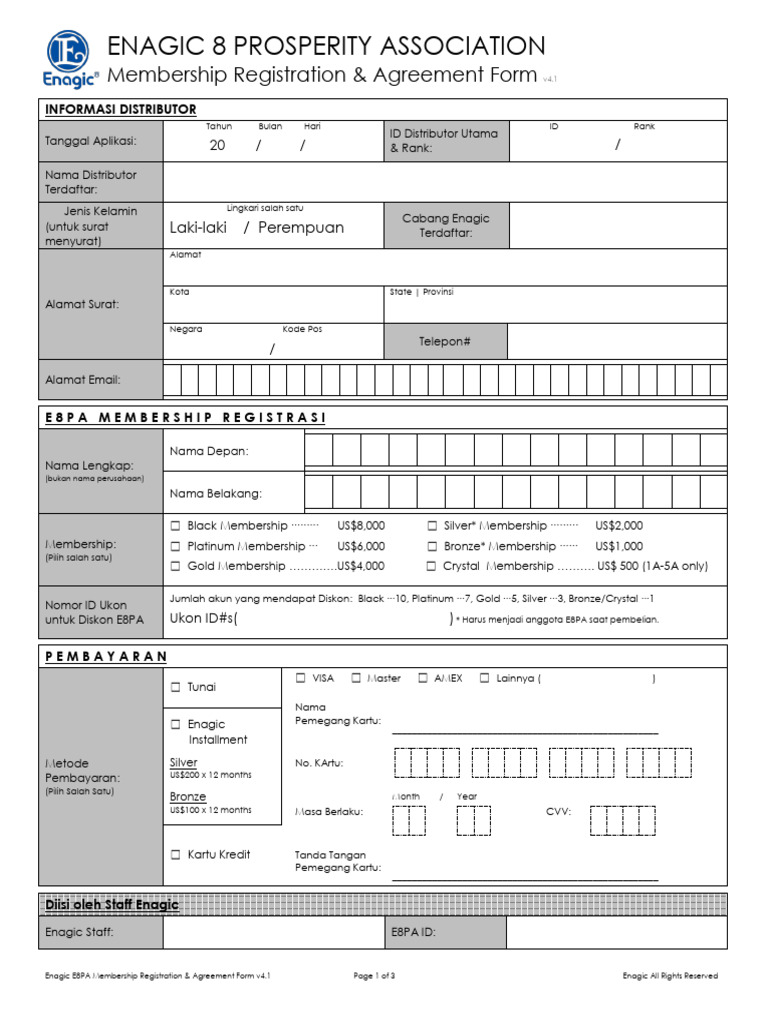 E8PA Registration Form v6 20181226 Terbaru Indonesian Version | PDF