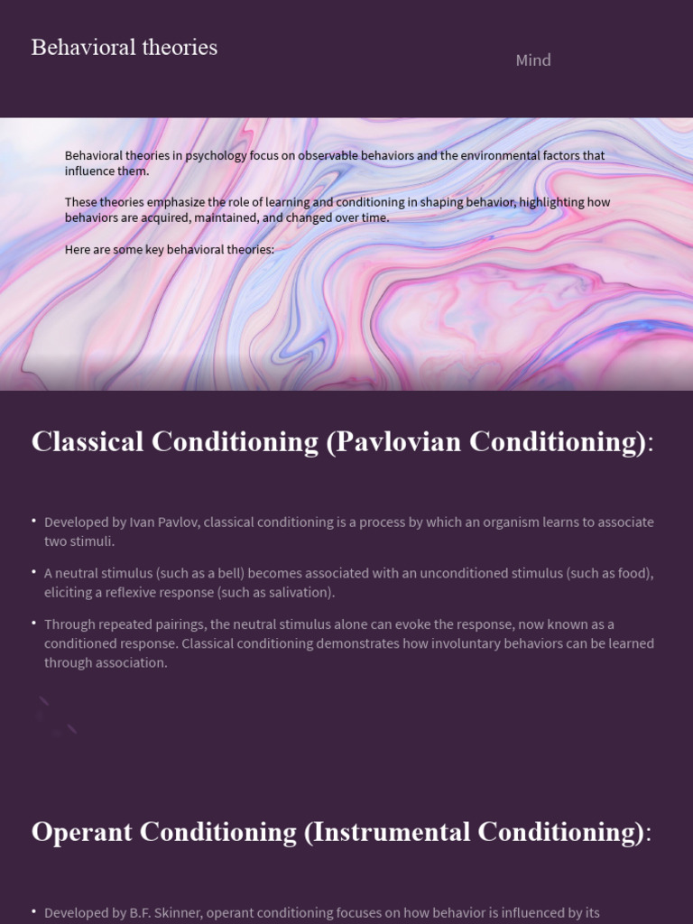 Behavioral theories pdf behaviorism classical conditioning