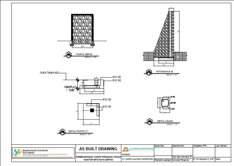Desain Turap Penahan Tanah BPS Depok | PDF