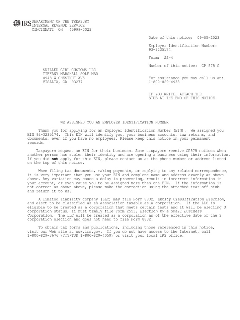 Ein letter pdf limited liability company irs tax forms