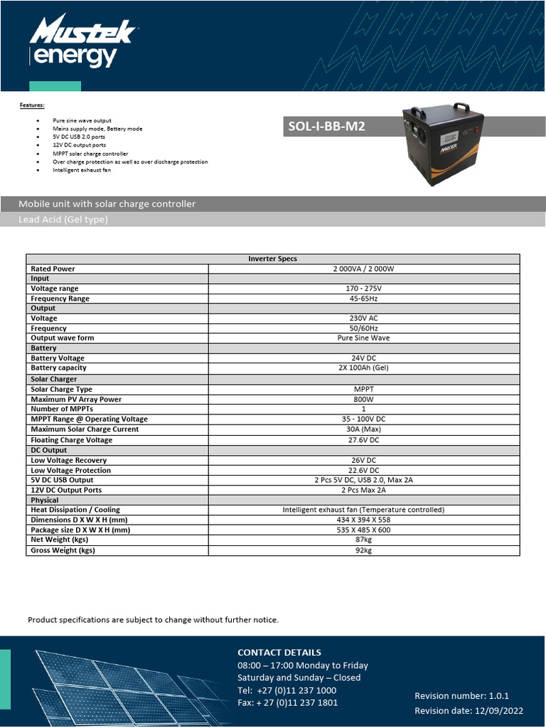 Sol-I-BB-M2 Inverter Specifications | PDF | Electromagnetism | Electricity