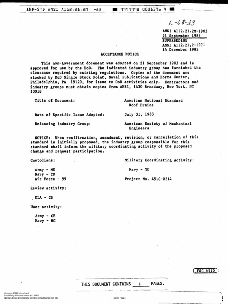 A112.21.2M 1983 Roof Drains | PDF | Storm Drain | Pipe (Fluid Conveyance)