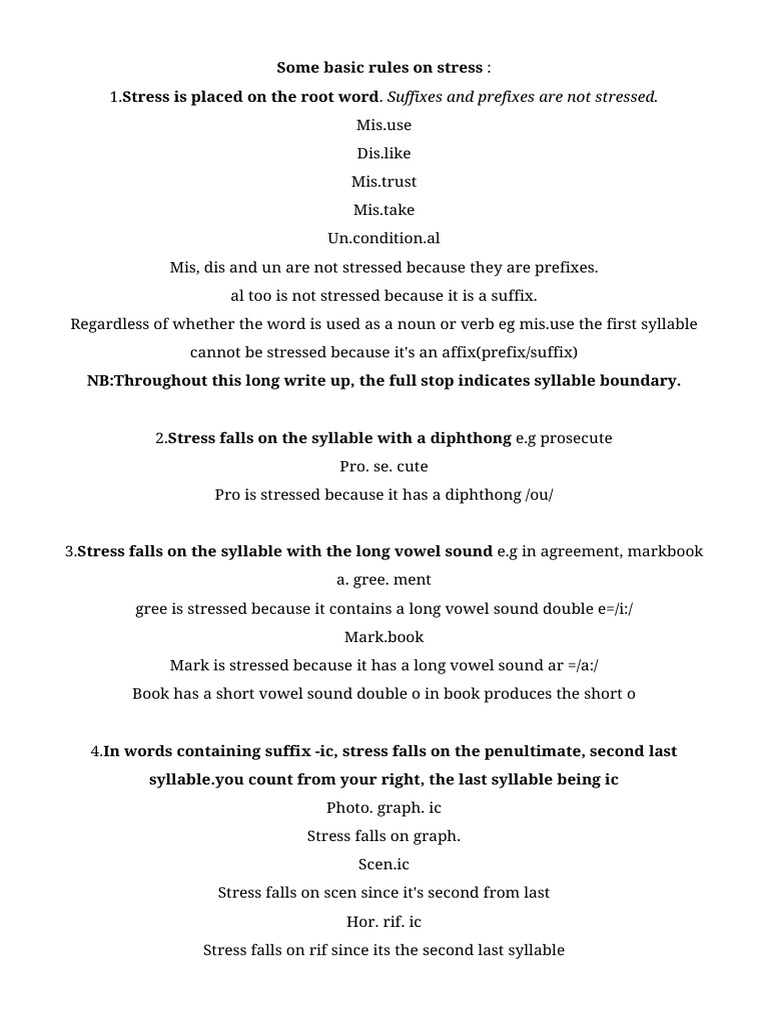 Rules for Word Stress in English | PDF | Stress (Linguistics) | Word