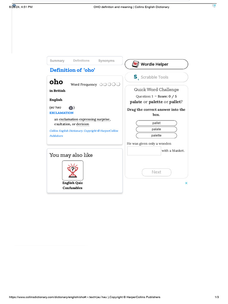 OHO definition and meaning _ Collins English Dictionary PDF
