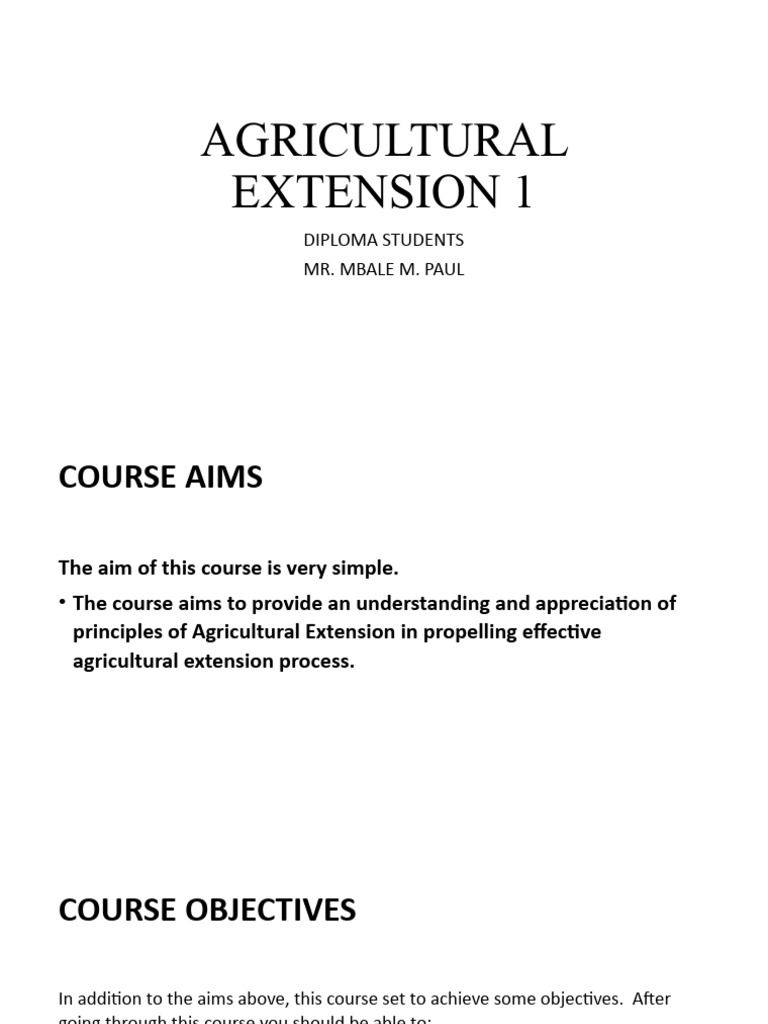 Principles of Agricultural Extension Course | PDF | Leadership ...