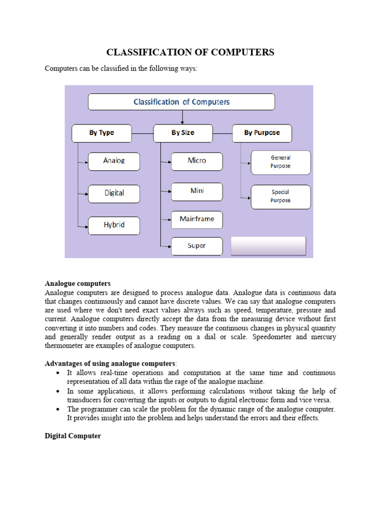 Types and Classification of Computers | PDF | Personal Computers ...