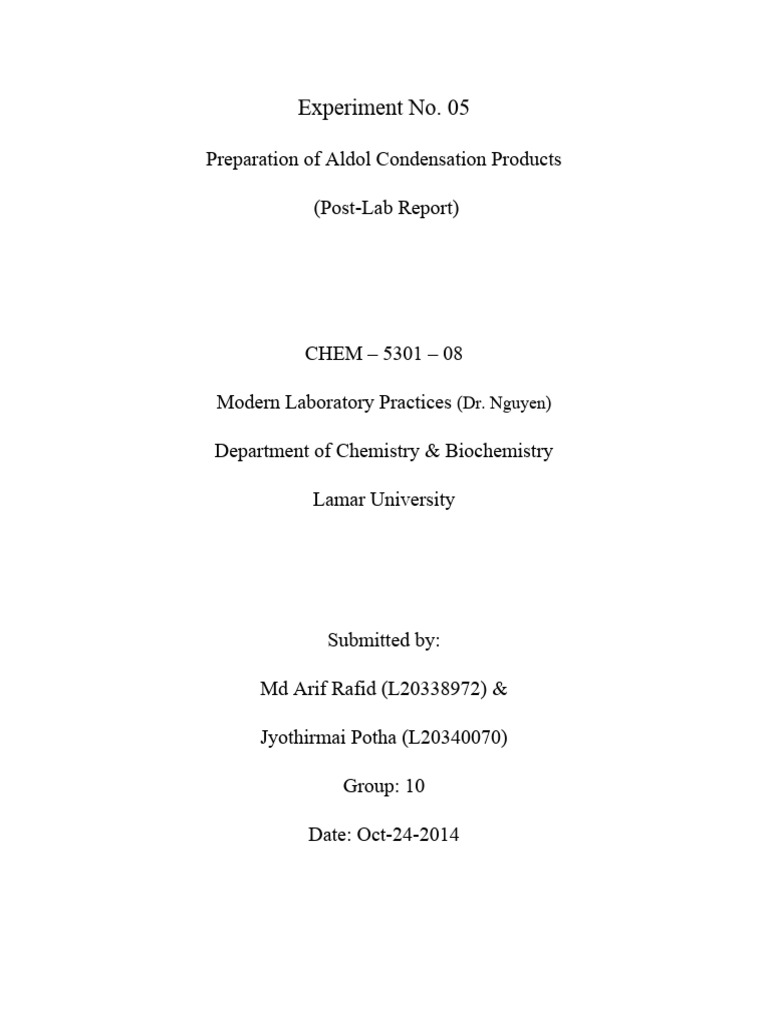 Preparation of Aldol Condensation Products | PDF | Aldehyde | Ketone