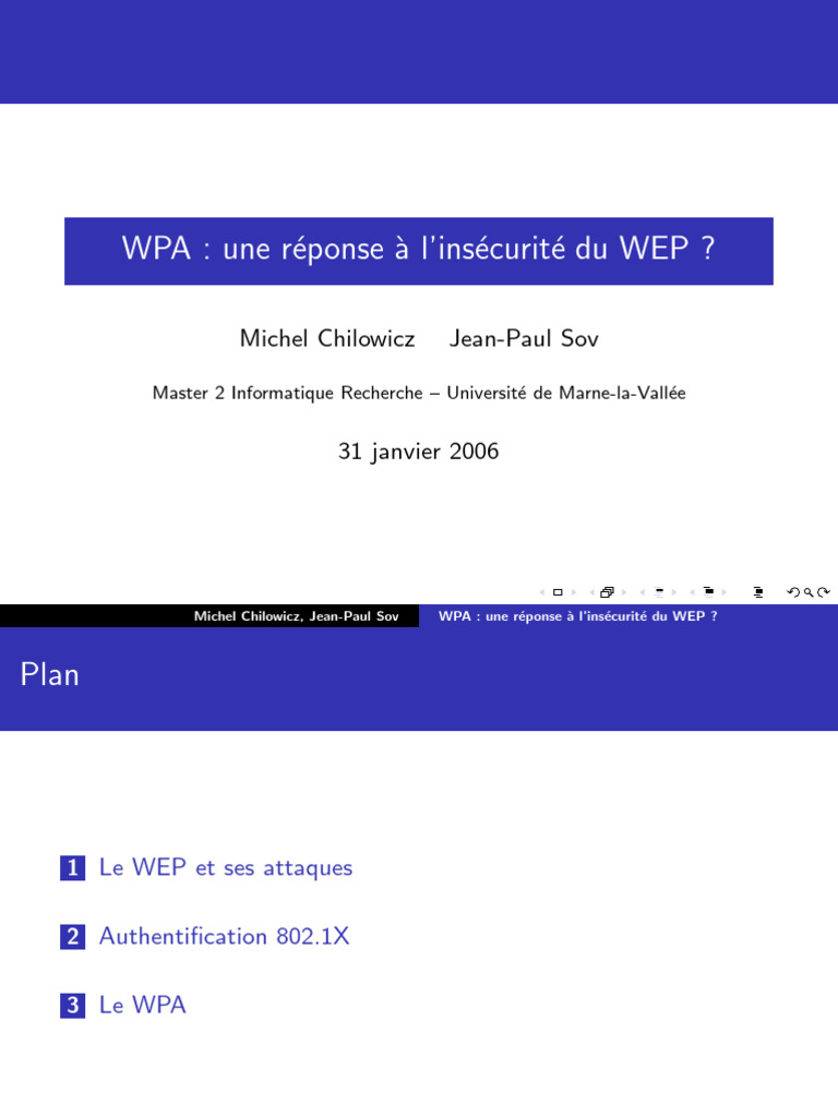 WPA : Solution à l'insécurité du WEP | PDF | Télécommunications ...