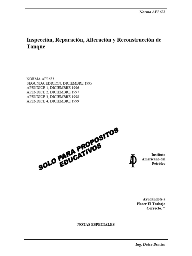 Contenido - Api 653 | PDF