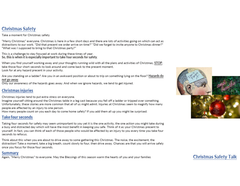 Christmas Safety Tips for Injury Prevention | PDF
