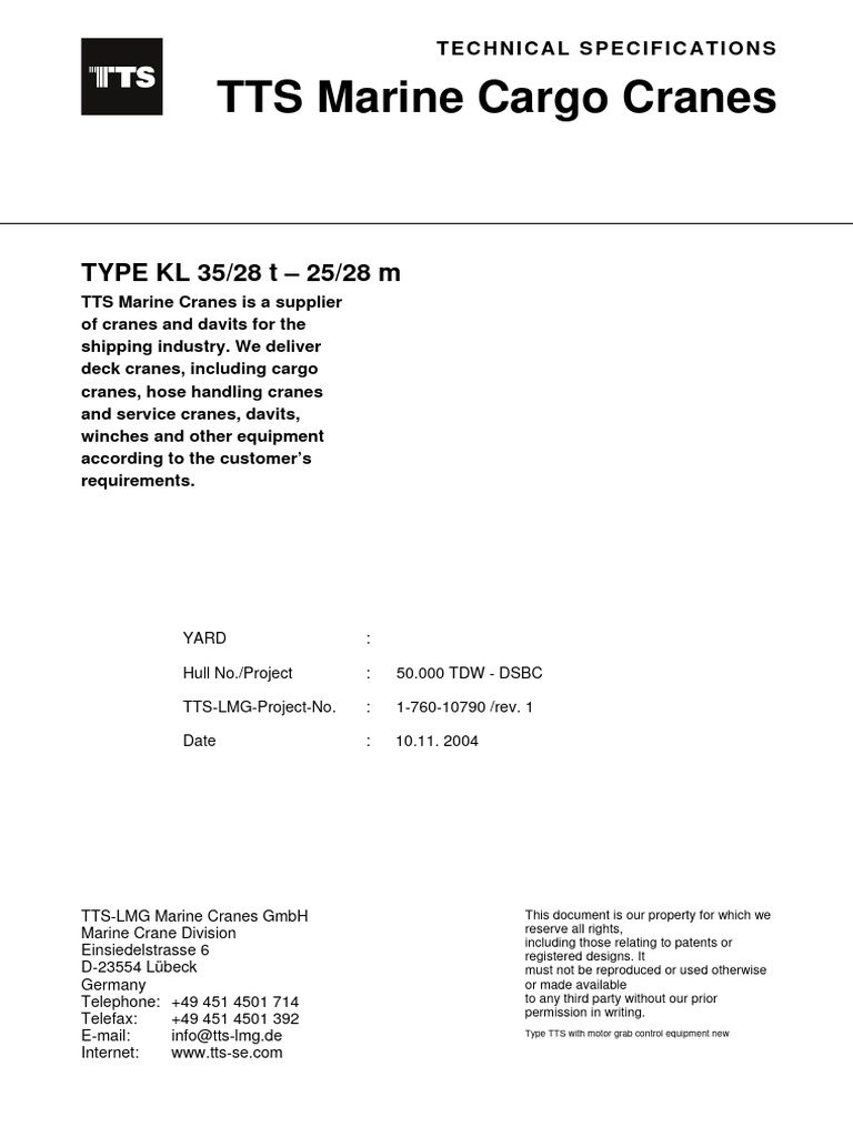 Technical Data - TTS - KL35-28T - 25-28m - MTR Grab Control | PDF ...