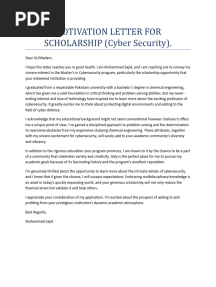 MOTIVATION LETTER FOR SCHOLARSHIP (Cyber Security)