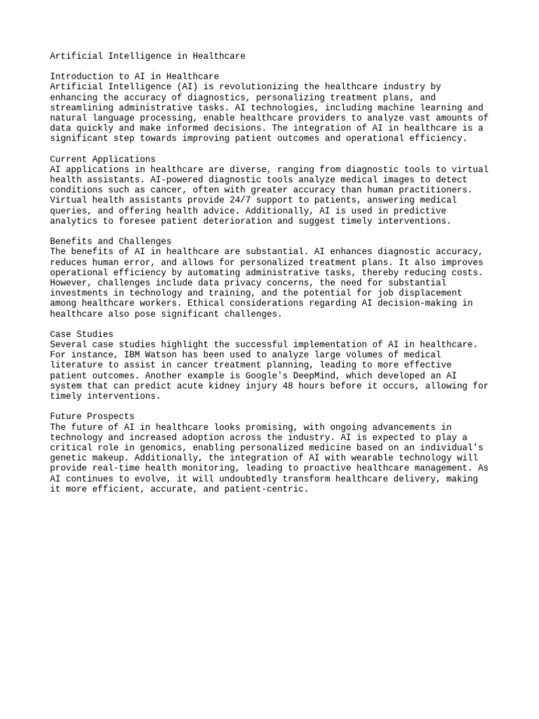 Artificial Intelligence in Healthcare | PDF | Artificial Intelligence ...