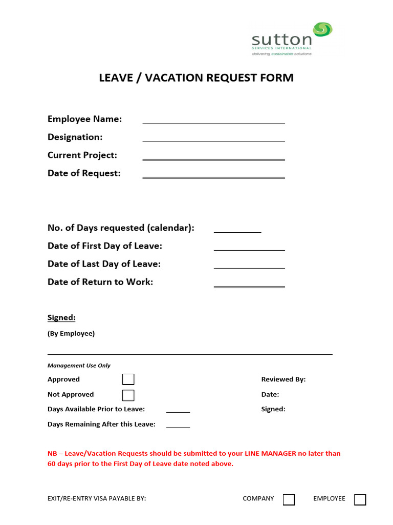 Employee Leave Request Form | PDF | Finance & Money Management