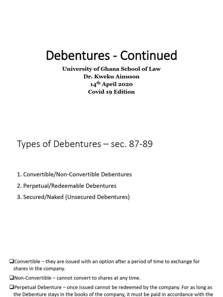Types and Features of Debentures | PDF | Debenture | Liquidation