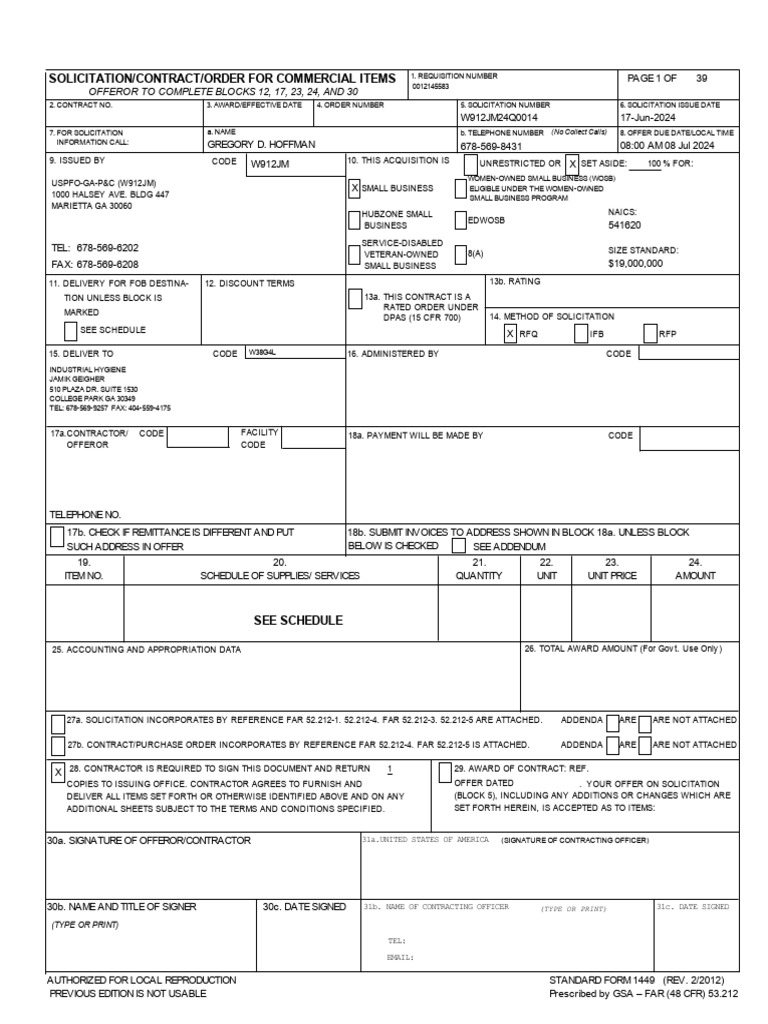Solicitation W912JM24Q0014 | PDF | Employment | Occupational Safety And ...