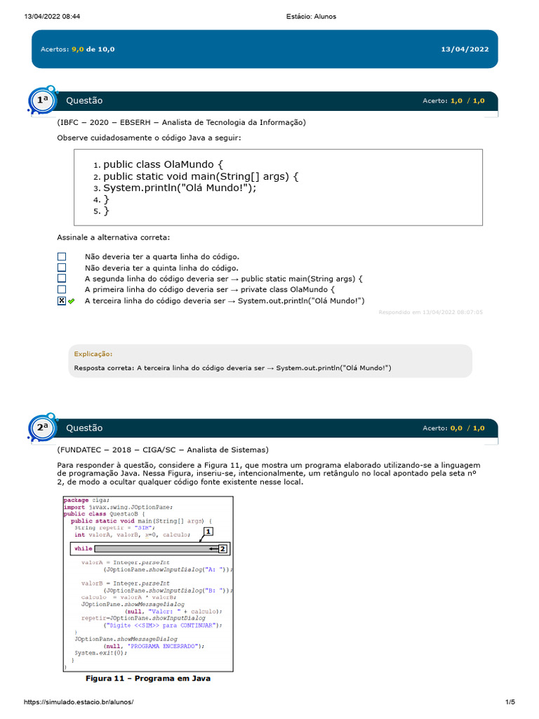 Questões sobre Programação em Java | PDF | Classe (programação de ...