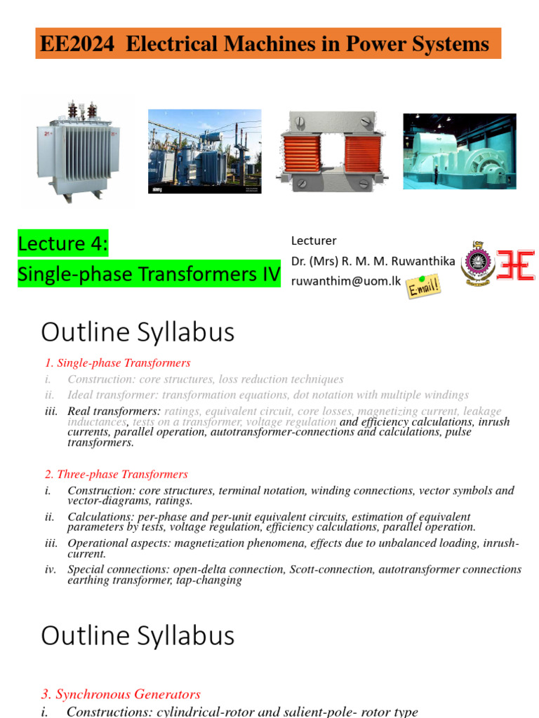 Electrical Machines Lecture Notes | PDF | Transformer | Electronics