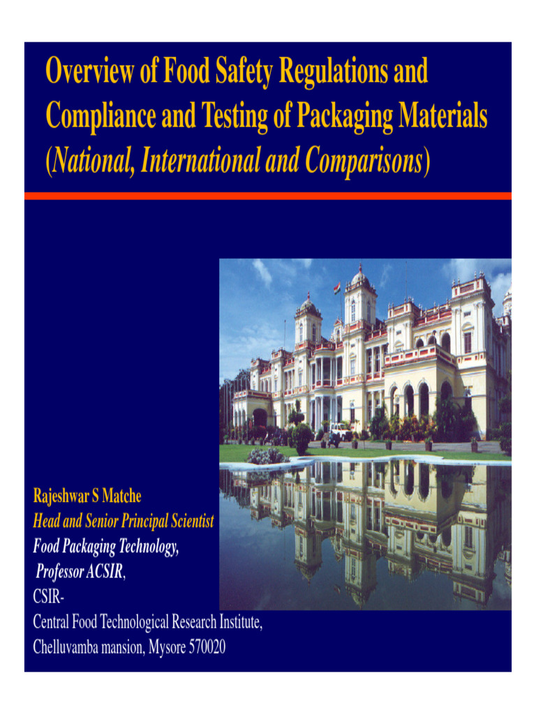 Overview of Food Safety Regulations and Compliance and Testing of ...