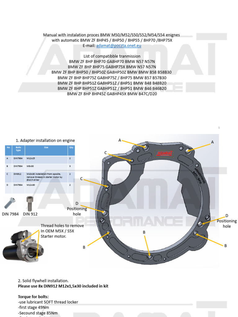 BMW M5X Engine Installation Manual | PDF | Screw | Motor Vehicle
