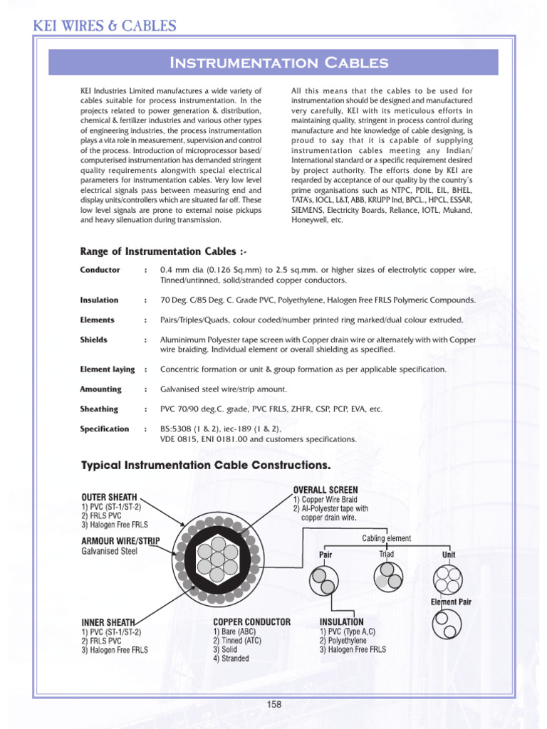 Instrumentation Cables Overview | PDF | Thermocouple | Electrical Conductor