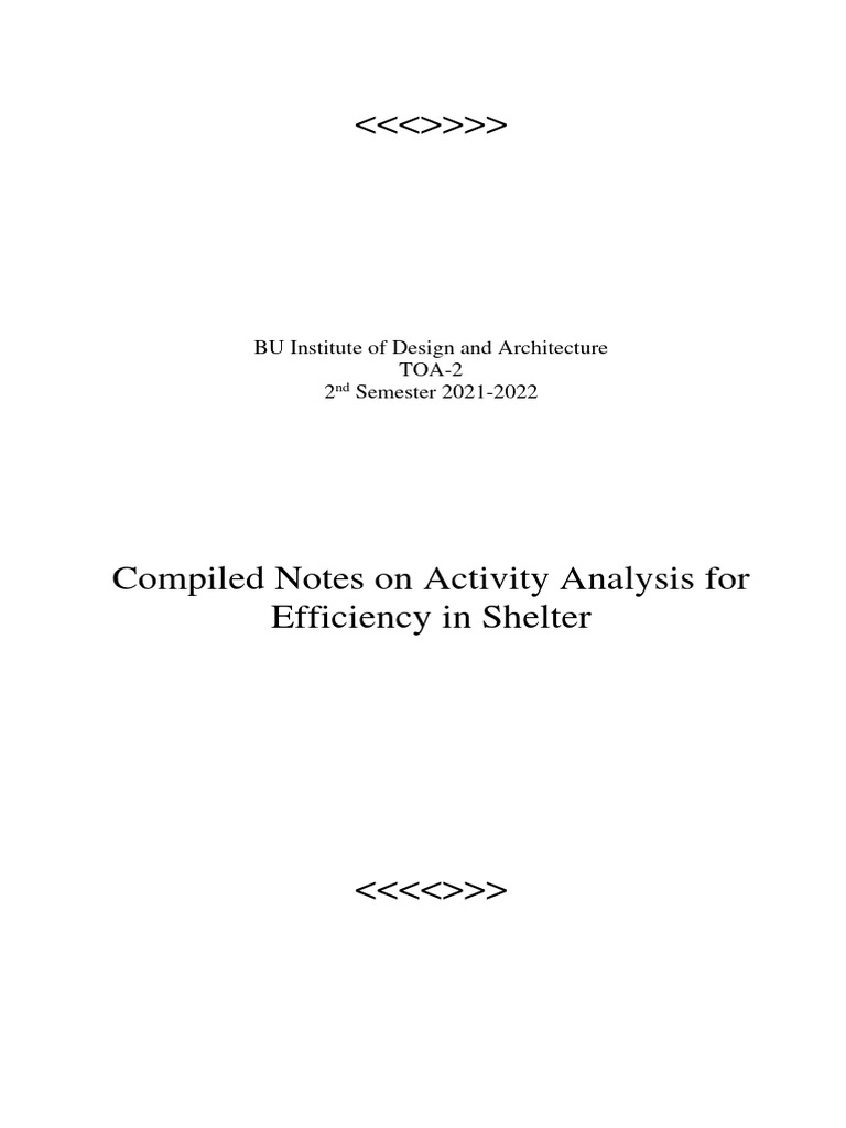 AT 2 - Compiled Notes - Activity Analysis For Efficiency in Shelter | PDF
