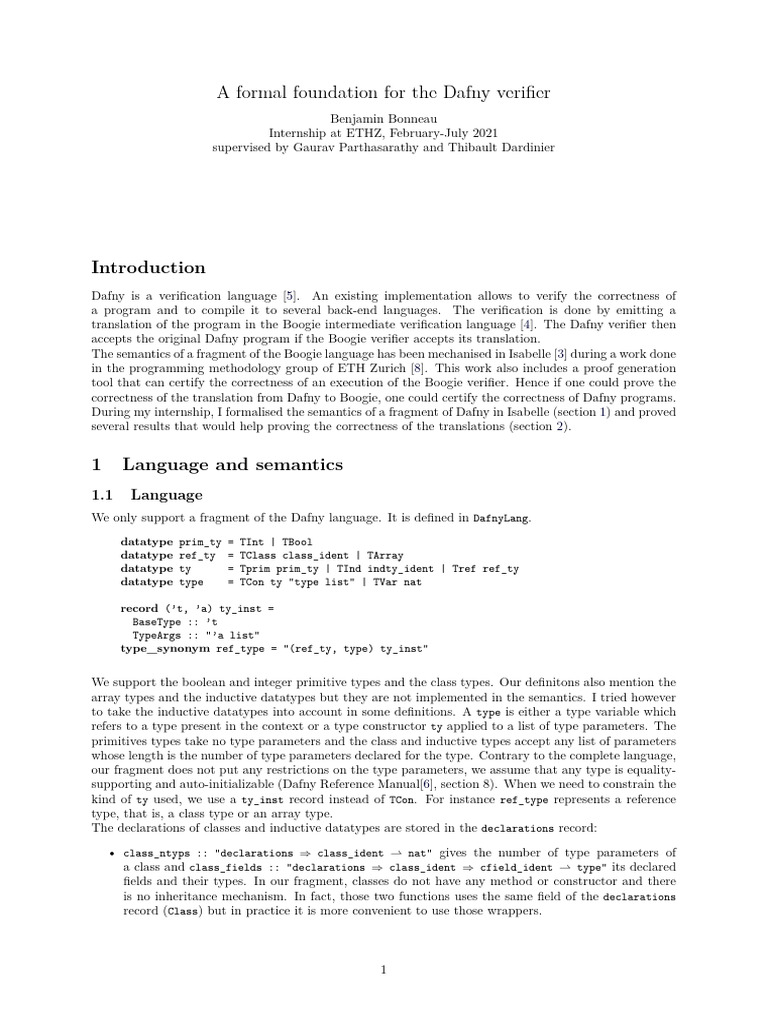 Dafny Verifier Semantics Formalization | PDF | Parameter (Computer ...