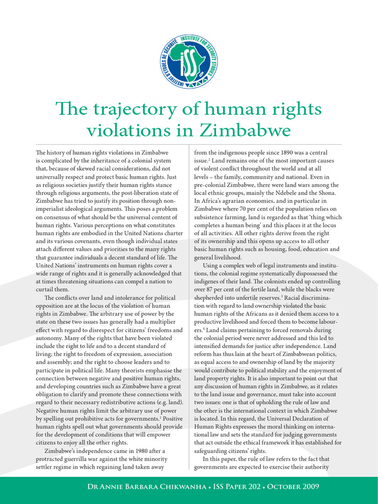 TH e Trajectory of Human Rights Violations in Zimbabwe: DR Annie Barbar ...