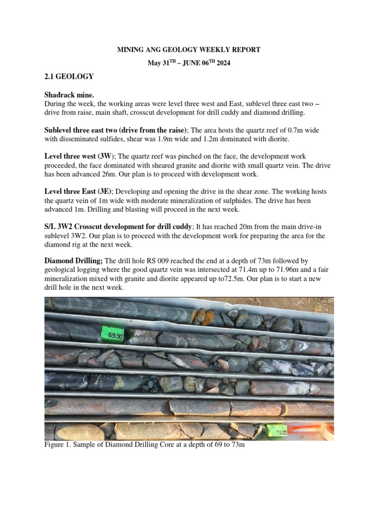 Weekly Mining and Geology Report | PDF | Mining | Sulfide