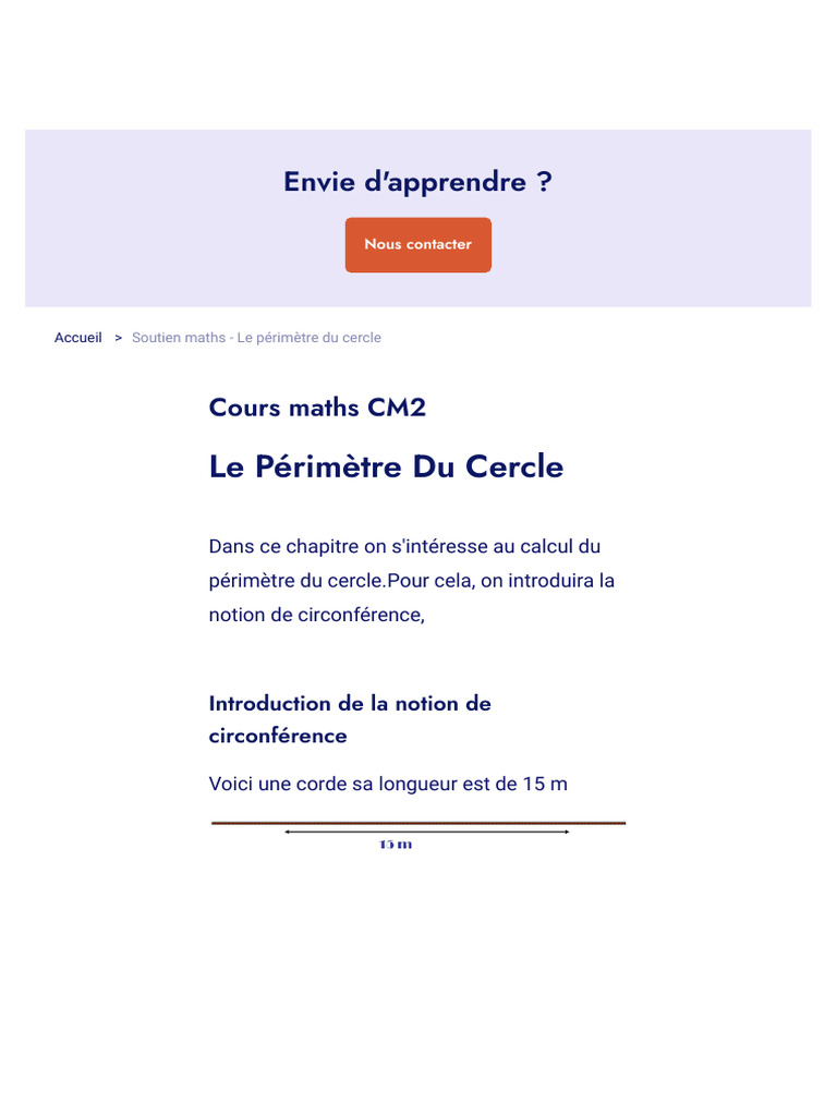 Le Périmètre Du Cercle - Cours Maths CM2 - Tout Sa | PDF | Méthodes et ...