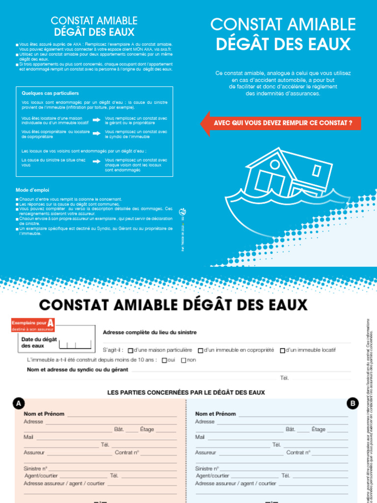 Modèle de constat amiable dégâts des eaux | PDF | Assurance | Courtier