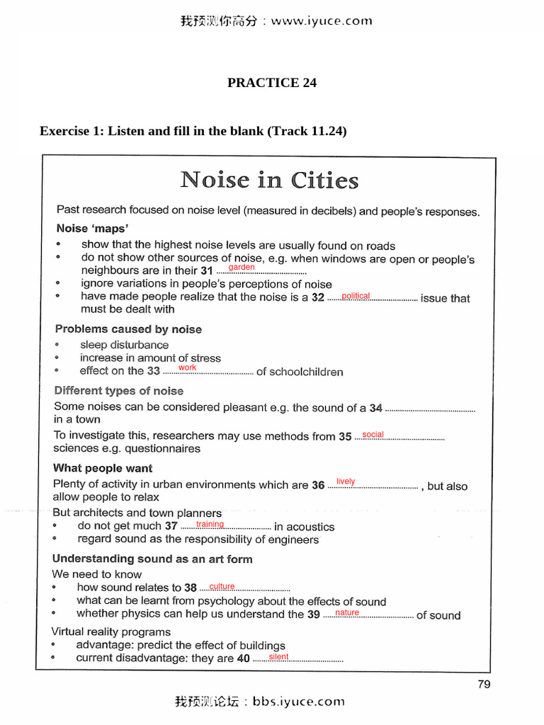 Cambridge Listening Section 4 - 24 | PDF | Noise | Sound