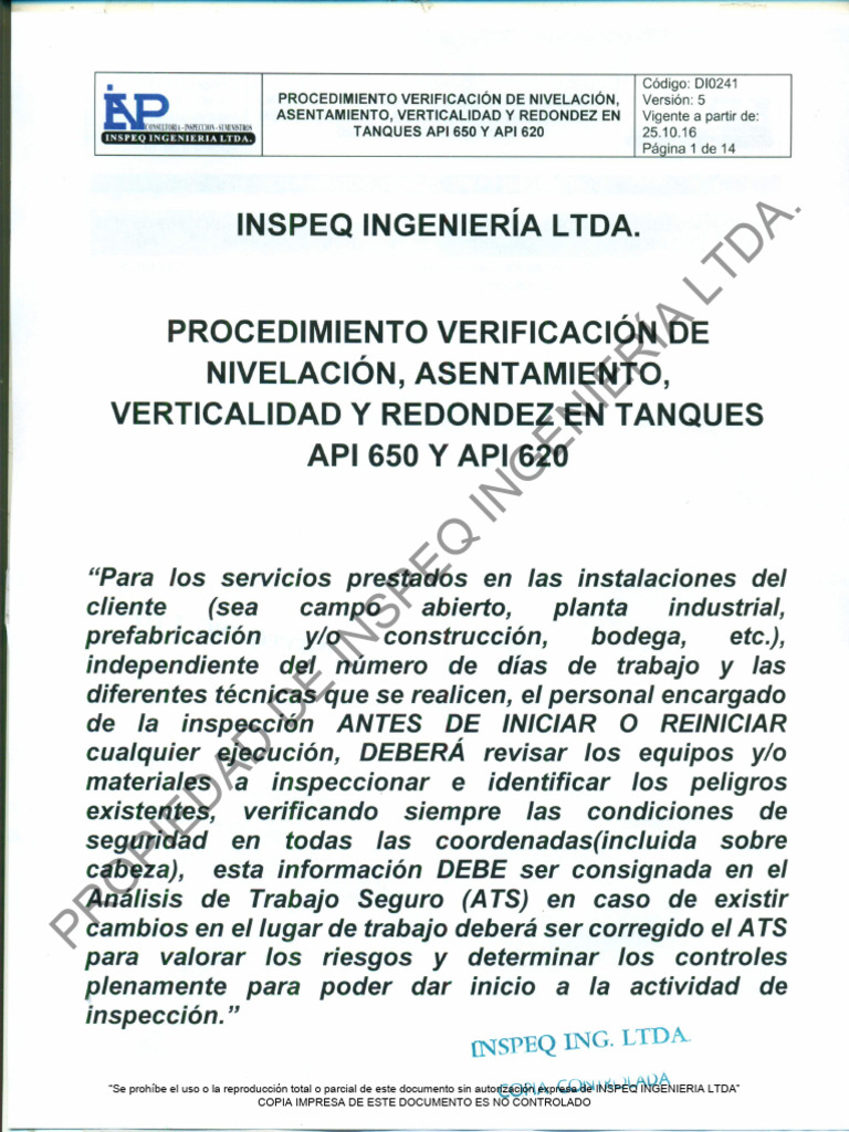 Di0241 procedimiento verificaci n de nivelaci n asentamiento