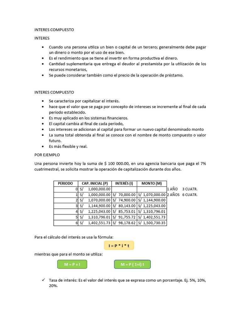 Interes Compuesto | PDF | Interés | Interés compuesto