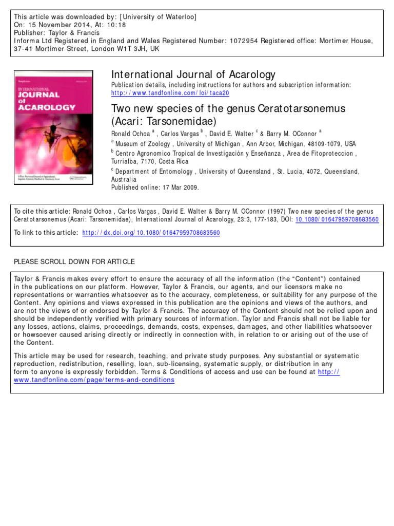 Two New Species of The Genus Ceratotarsonemus | PDF | Anatomical Terms ...
