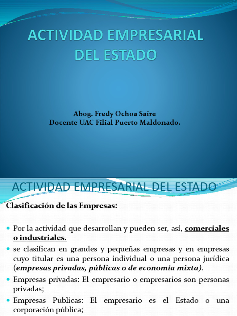 Actividad Empresarial Del Estado Diapositiva Pdf Estado Política