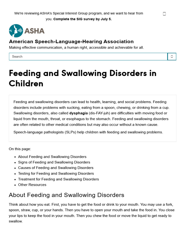 Feeding and Swallowing Disorders in Kids | PDF | Esophagus ...