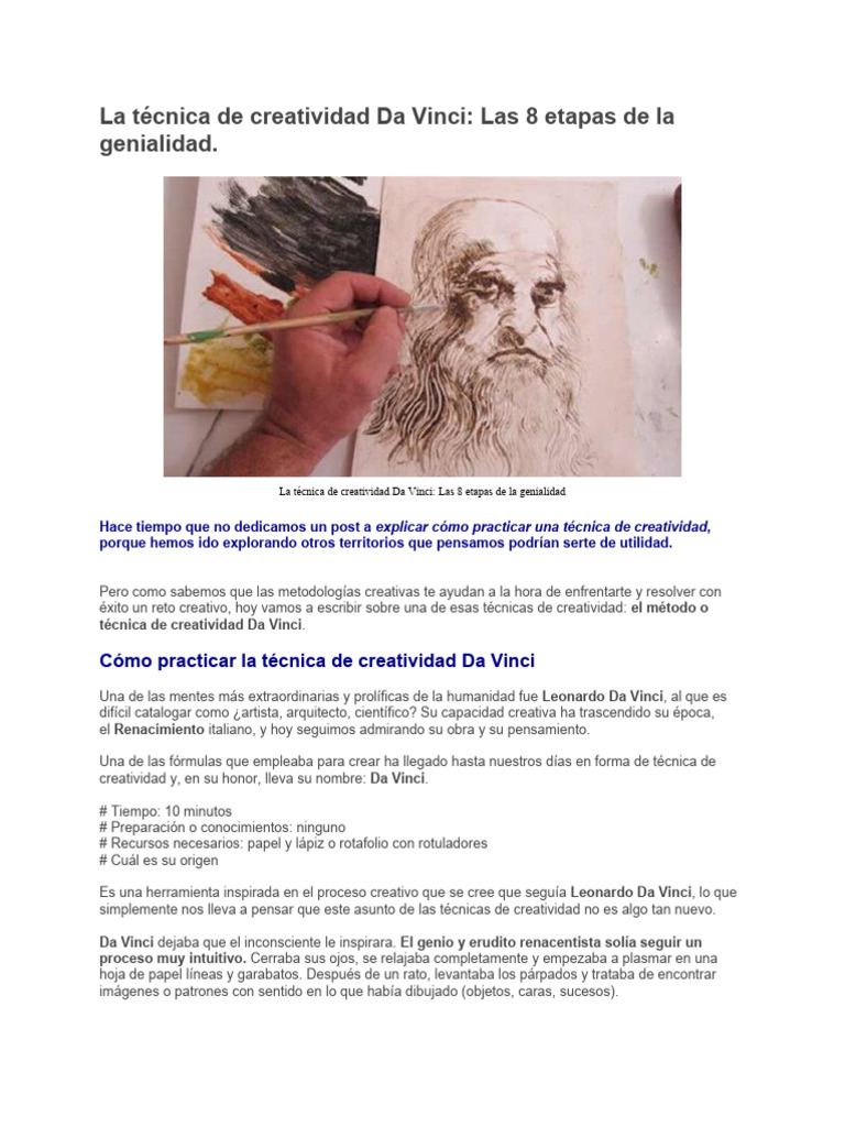 La Técnica de Creatividad Da Vinci | PDF | Creatividad | Leonardo Da Vinci