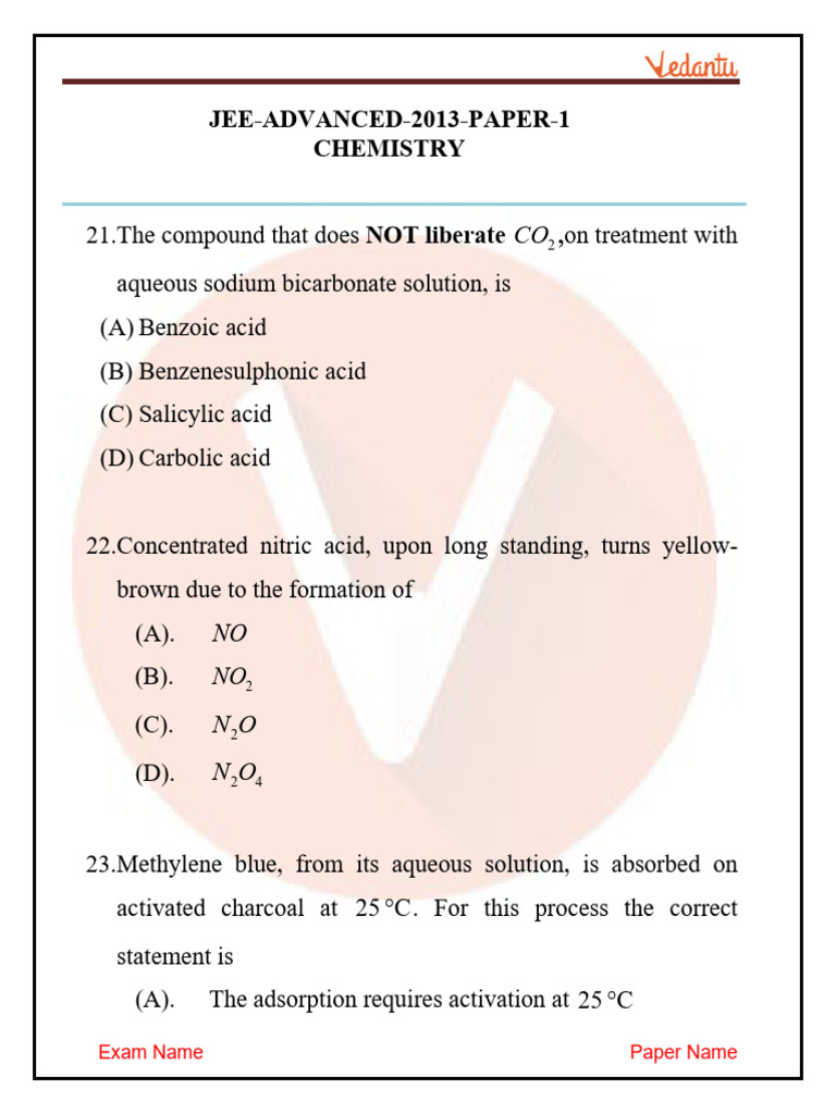 JEE Advanced 2013 Chemistry Paper 1 Questions | PDF | Acid | Sulfide