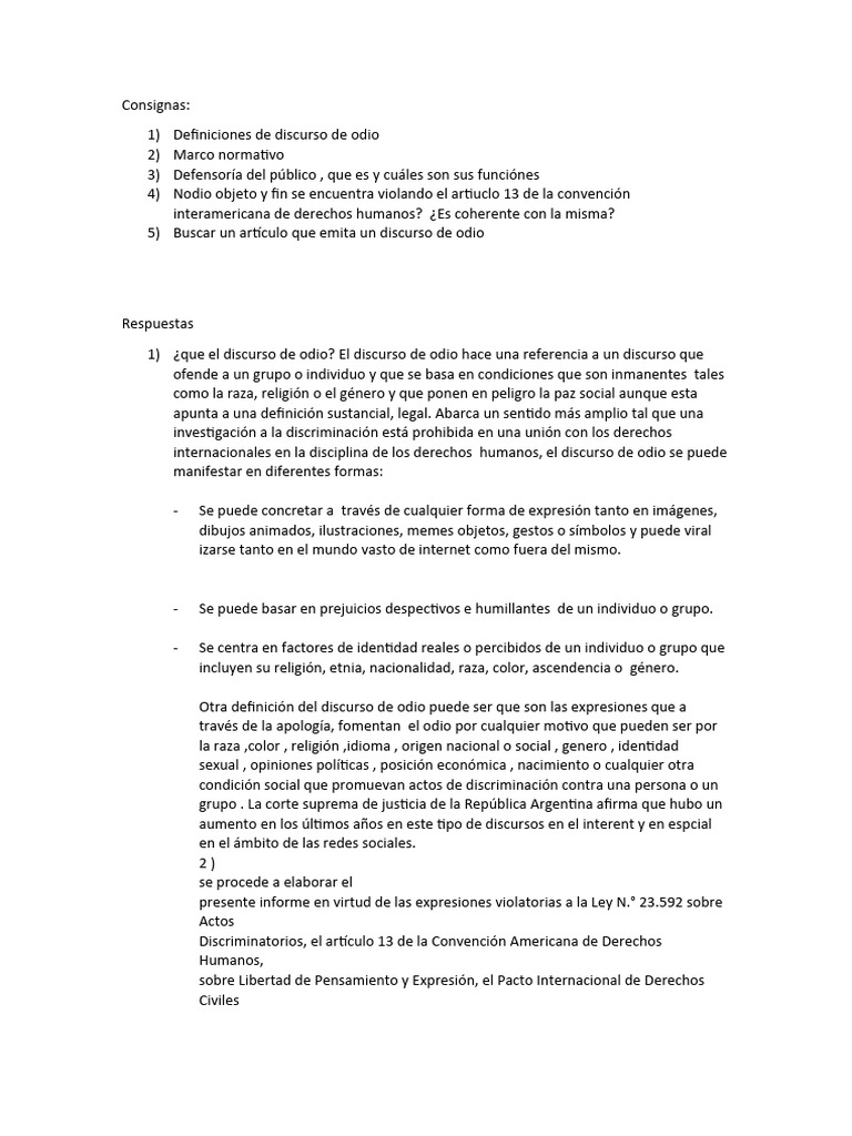 Discurso de odio y su regulación legal | PDF | El discurso del odio | Odio