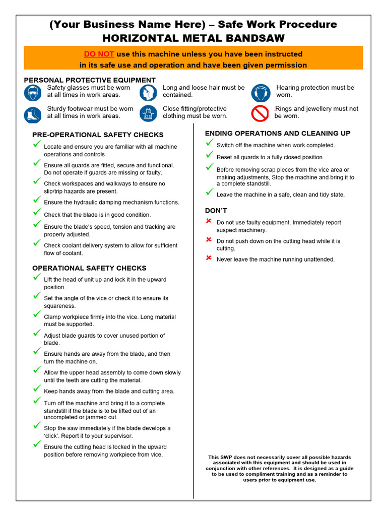 SWP Saw Horizontal Metal Bandsaw AS549 | PDF | Tools | Equipment