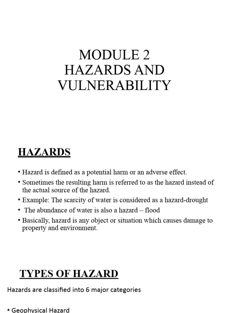 Understanding Hazards and Vulnerability | PDF | Hazards | Risk