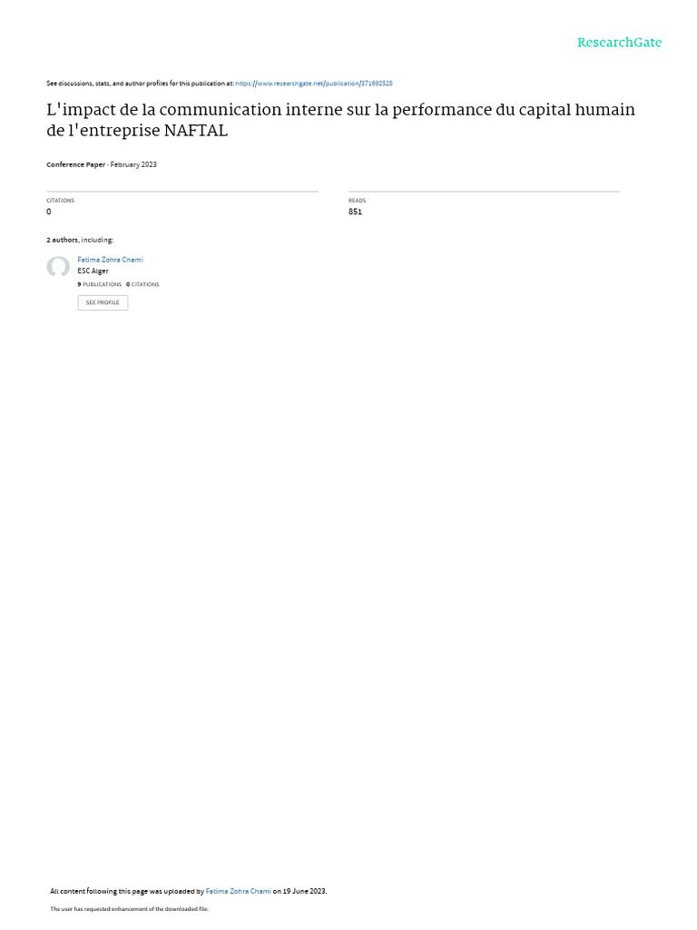 Impact de la communication interne sur la performance | PDF | la ...