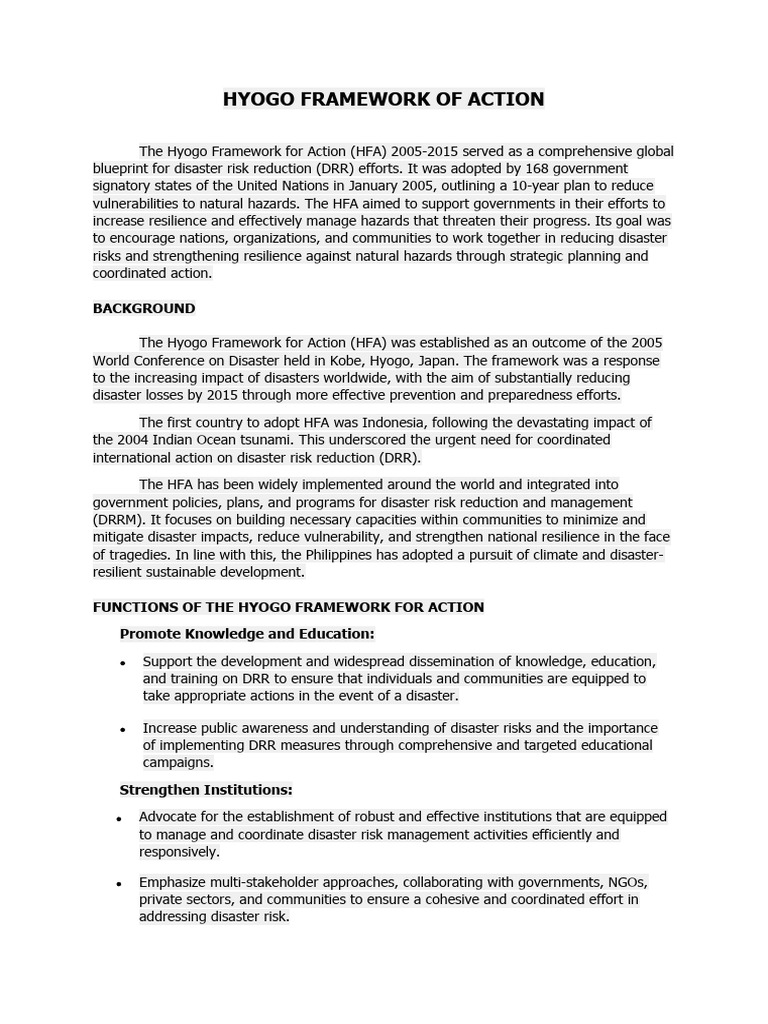 Hyogo Framework of Action 2-A | PDF | Disaster Risk Reduction ...