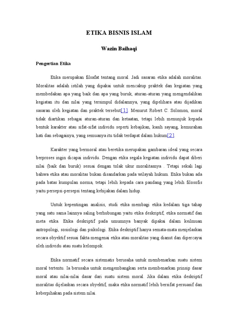 Etika Bisnis Islam