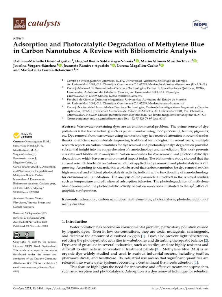 Adsorption and Photocatalytic Degradation of Methylene Blue | PDF ...