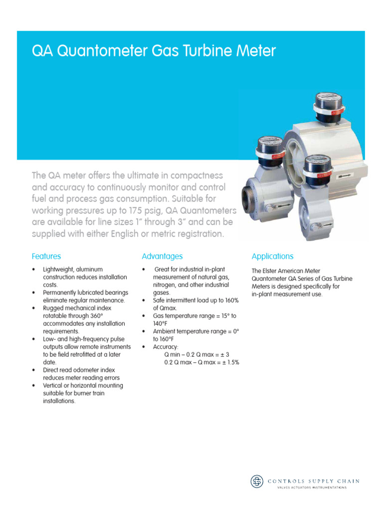 QA Quantometer Gas Turbine Meter Overview | PDF | Gases | Gas Turbine